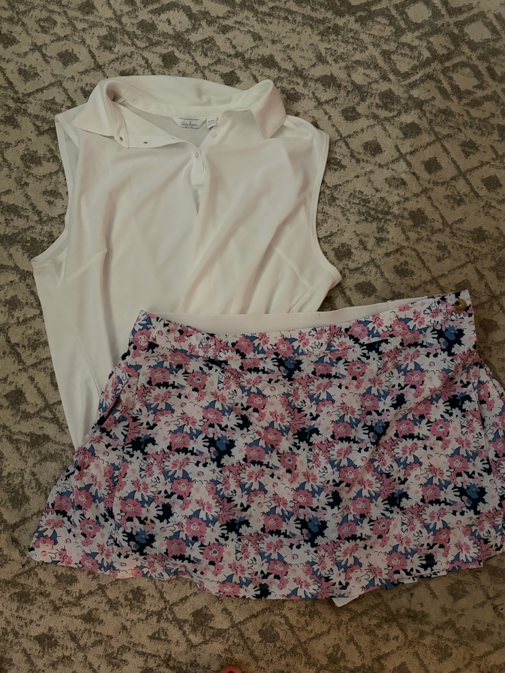 Lady Hagen Floral Pink Blue Golf Skort